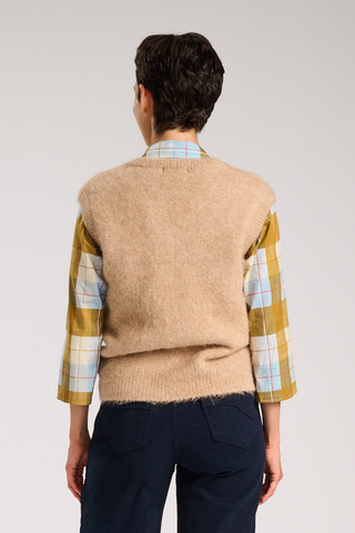 Aspen V-Neck Vest Beige in Alpaca