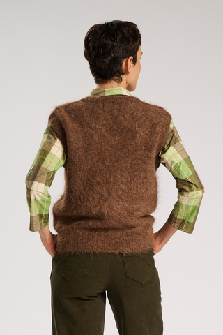 Aspen V-Neck Vest Chocolate in Alpaca