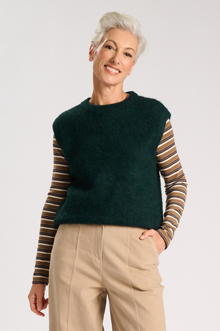 Aspen Round-Neck Vest Forest in Alpaca