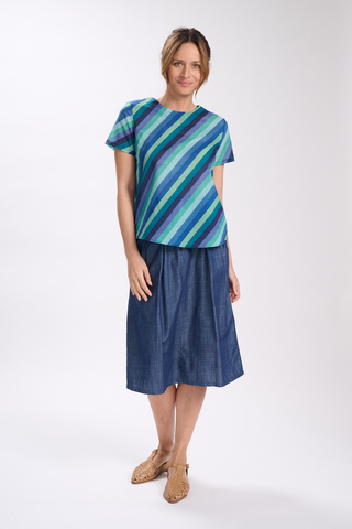 Audrey Fresco Skirt Dark Wash Denim
