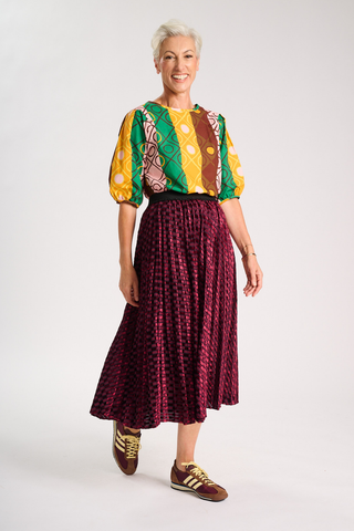 Aura Pleated Skirt Claret