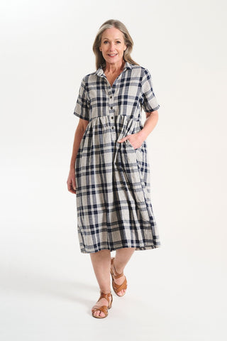 Bask Dress Navy in Cotton