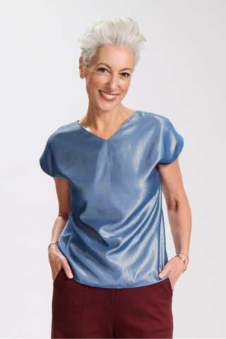 Bijou Two Way Tee Blue/Gold in Viscose
