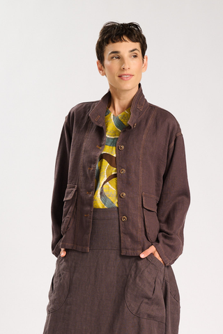 Billie Fiesta Jacket Chocolate in Linen