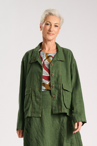 Billie Fiesta Jacket Forest in Linen
