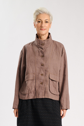 Billie Fiesta Jacket Mushroom in Linen