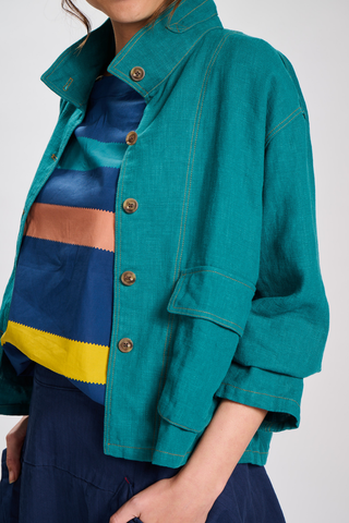 Billie Fiesta Jacket Teal in Linen