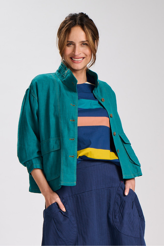 Billie Fiesta Jacket Teal in Linen