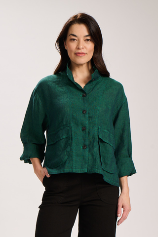 Billie Jacket Alta Luxe Emerald in Linen