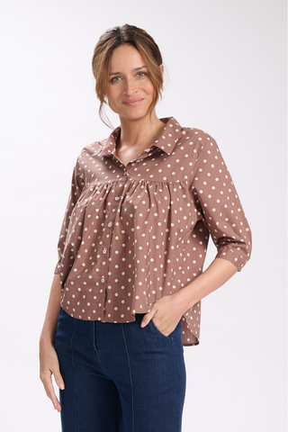 Biscotti Harper Blouse Cafe Latte in Cotton