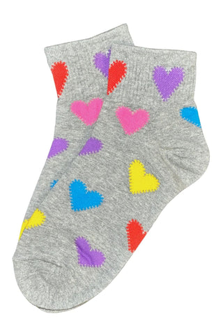 Candy Heart Socks Bubblegum Grey