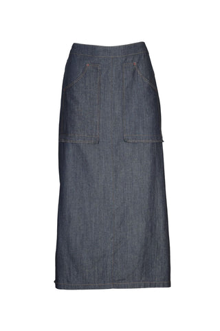 Cardiff Skirt Dark Wash in Cotton/Linen Denim