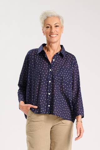 Celeste Shirt Navy in Cotton/Rayon