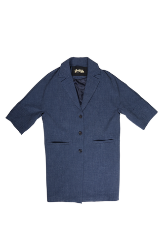 Celine Coat Navy in Wool