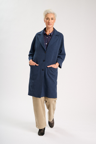 Celine Coat Navy in Wool