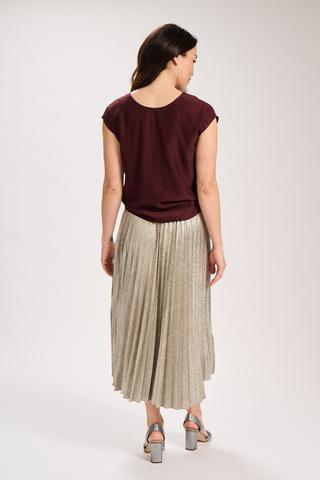 Champagne Pleat Skirt Gold