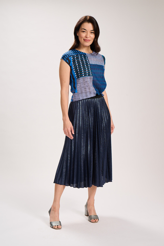 Champagne Pleat Skirt Navy