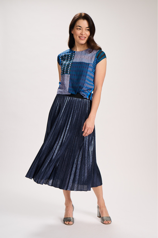 Champagne Pleat Skirt Navy