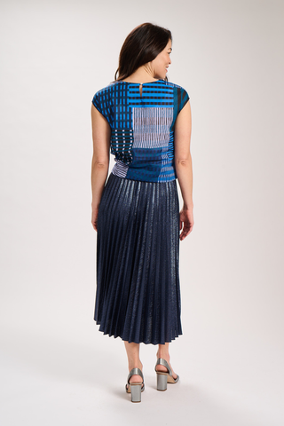 Champagne Pleat Skirt Navy