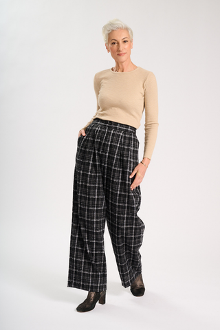 Freya Pants Black & White in Cotton/Rayon