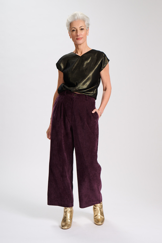 Claude Valentina Pants Aubergine in Tencel