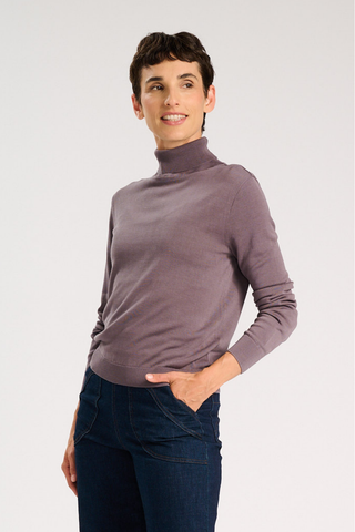 Como Light High-Neck Sweater Grey in Tencel & Silk