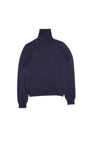 Como Light High-Neck Sweater Navy in Tencel & Silk