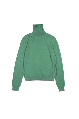 Como Light High-Neck Sweater Green in Tencel & Silk