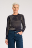 Como Light Stripe Sweater Navy & Gold in Tencel, Silk & Lurex