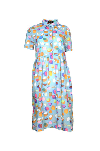 Confetti Long Villa Dress Blue in Cotton Voile