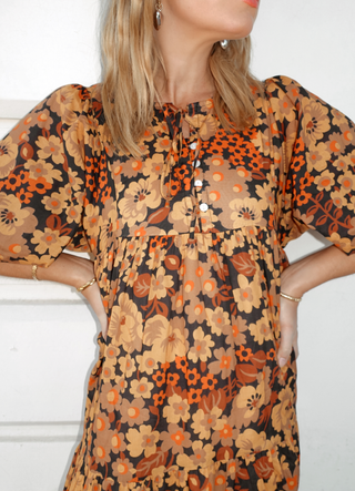 Dilon Olivia Dress Tangerine in Cotton