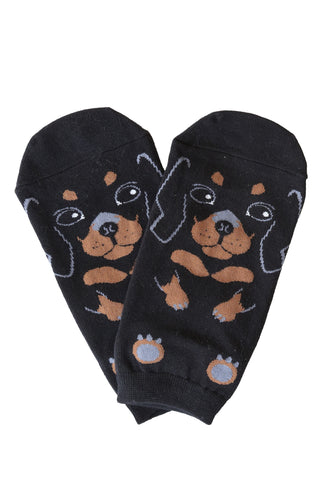 Dachshund Dog Day Ankle Socks Black