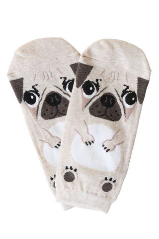 Pug Dog Day Ankle Socks Beige