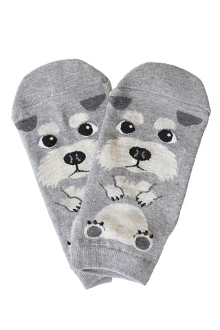 Terrier Dog Day Ankle Socks Grey