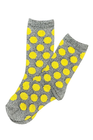 Dotty Disco Socks Charcoal and Mustard