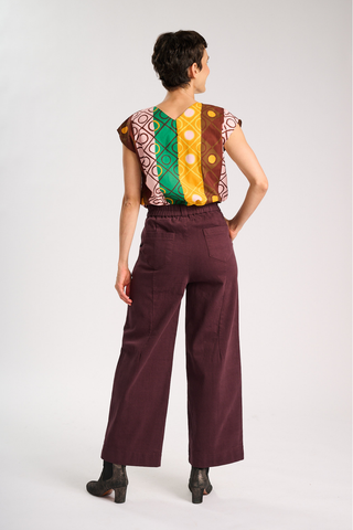 Edie Pants Claret in Brushed Cotton