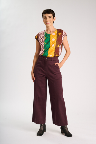 Edie Pants Claret in Brushed Cotton