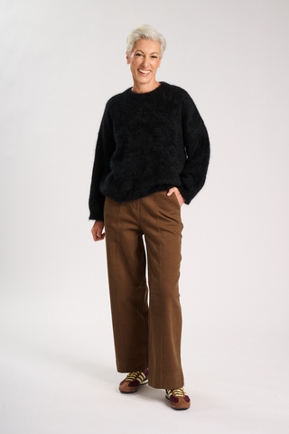 Edie Pants Chocolate in Brushed Cotton