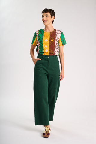 Edie Pants Teal in Brushed Cotton