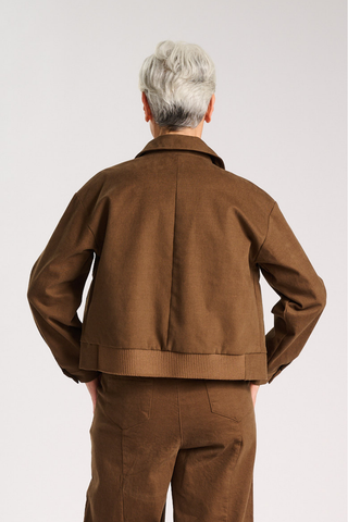 Elaine Jacket Chocolate in Brushed Cotton