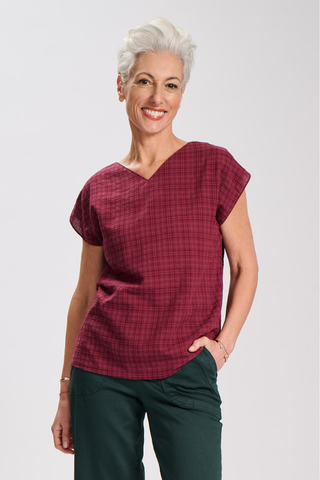 Elara Two-way Tee Mulberry in Seersucker