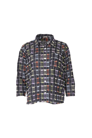 Electric Check Cotton Shirt Midnight