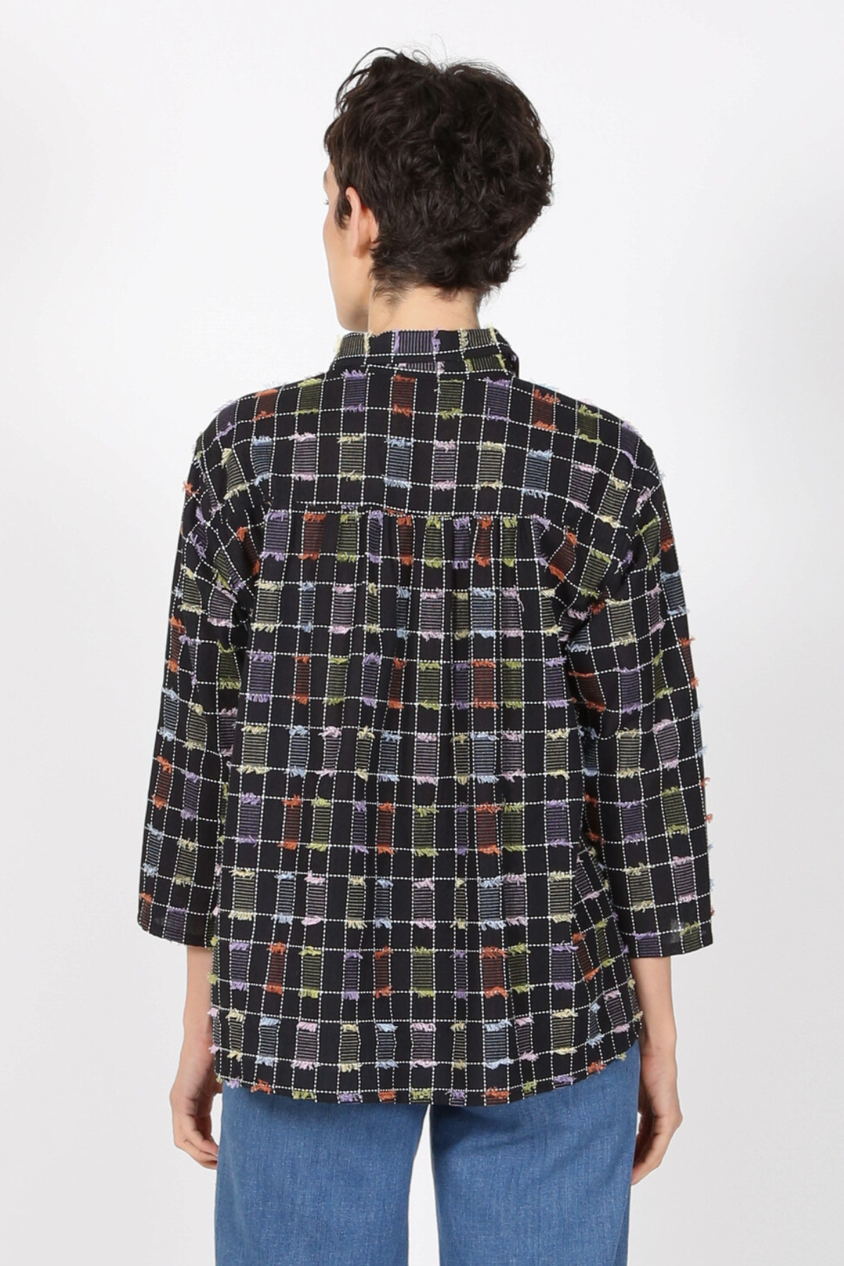 Electric Check Cotton Shirt Midnight