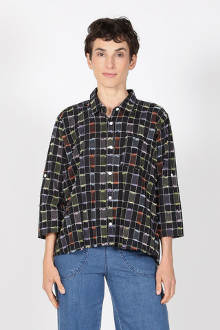 Electric Check Cotton Shirt Midnight