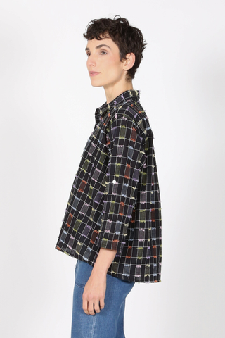 Electric Check Cotton Shirt Midnight