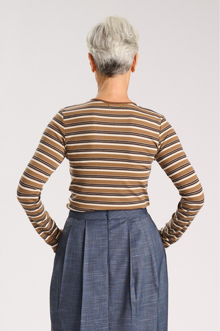 Ella Striped Top Beige