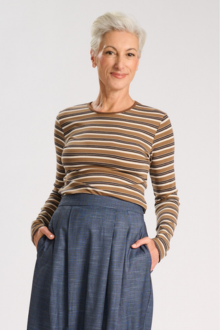 Ella Striped Top Beige