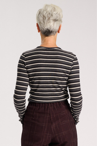 Ella Striped Top Black