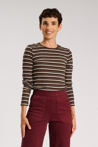 Ella Striped Top Chocolate