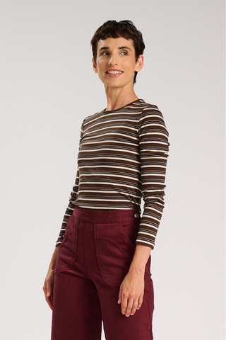 Ella Striped Top Chocolate